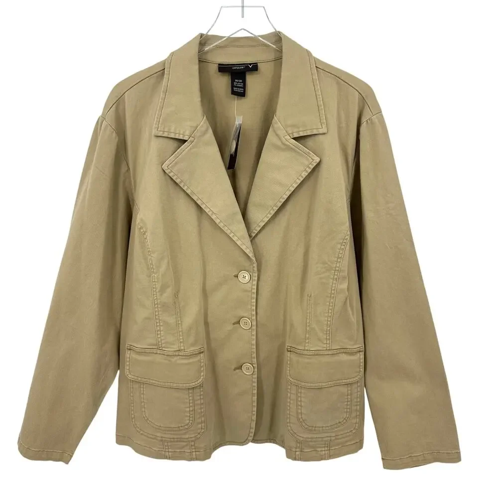 Lane Bryant Venezia Tan Notched Collar Blazer Jacket Plus Size 26 - 28 NWT